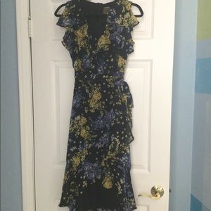 Taylor high low navy floral dress
